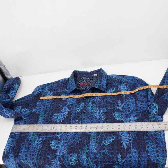 Robert graham shirt men's 2XL flip cuff long sleeve button up dotted leaf cotton - Picture 14 of 14